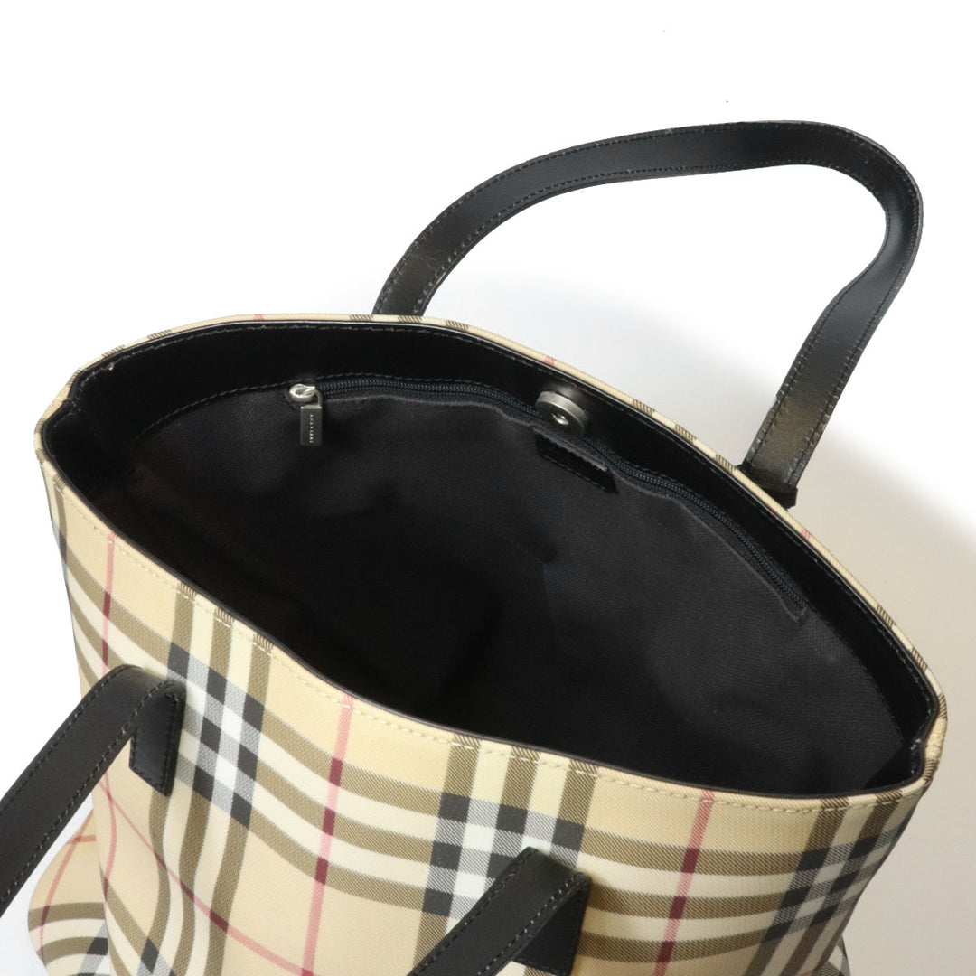 BURBERRY バーバリー ノバチェック トートバッグ ショルダーバッグ PVC/レザー ベージュ