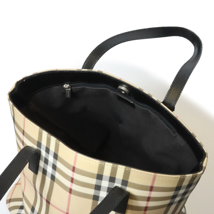BURBERRY バーバリー ノバチェック トートバッグ ショルダーバッグ PVC/レザー ベージュ