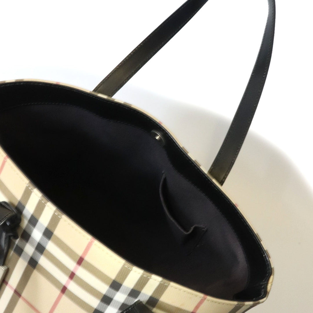 BURBERRY バーバリー ノバチェック トートバッグ ショルダーバッグ PVC/レザー ベージュ