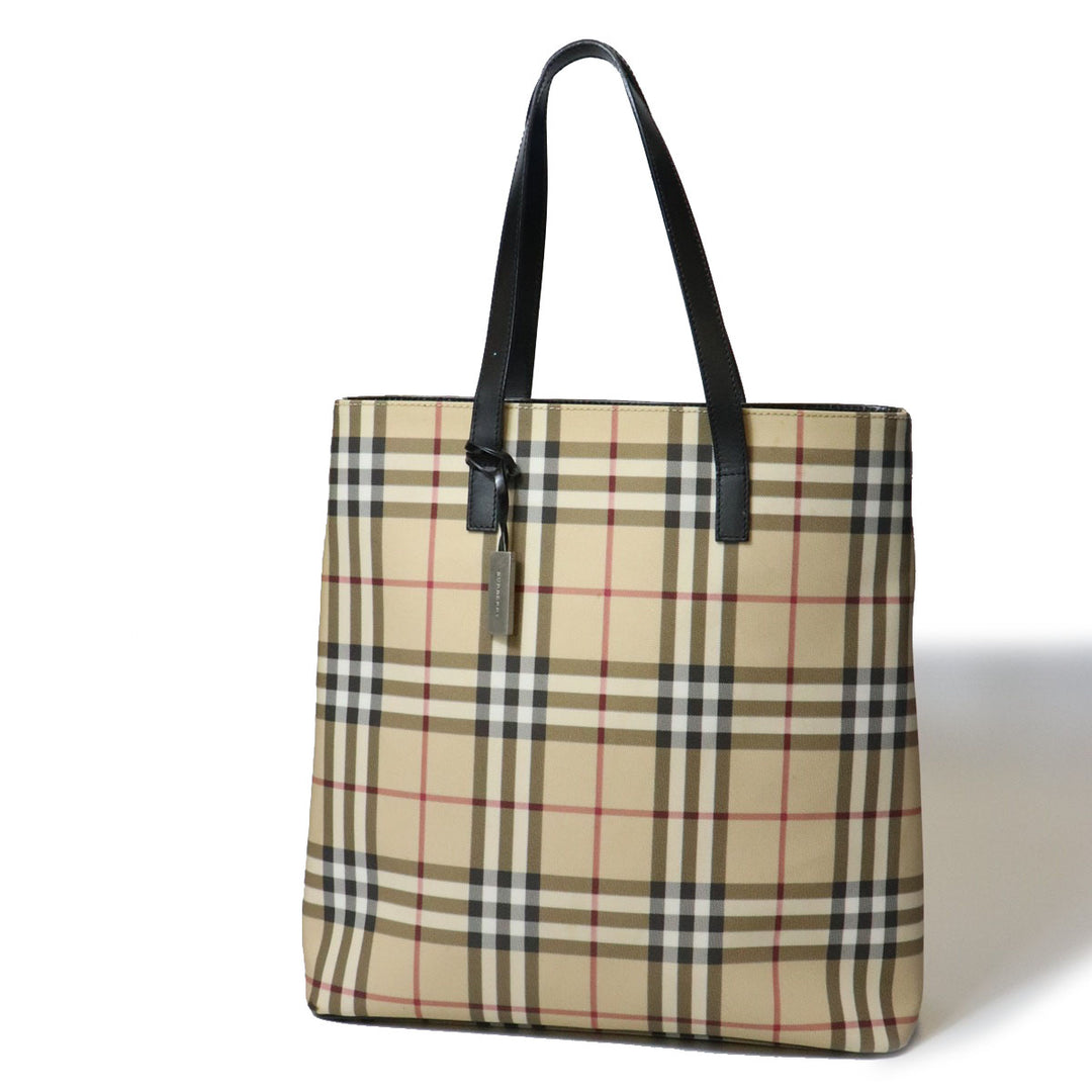 BURBERRY バーバリー ノバチェック トートバッグ ショルダーバッグ PVC/レザー ベージュ