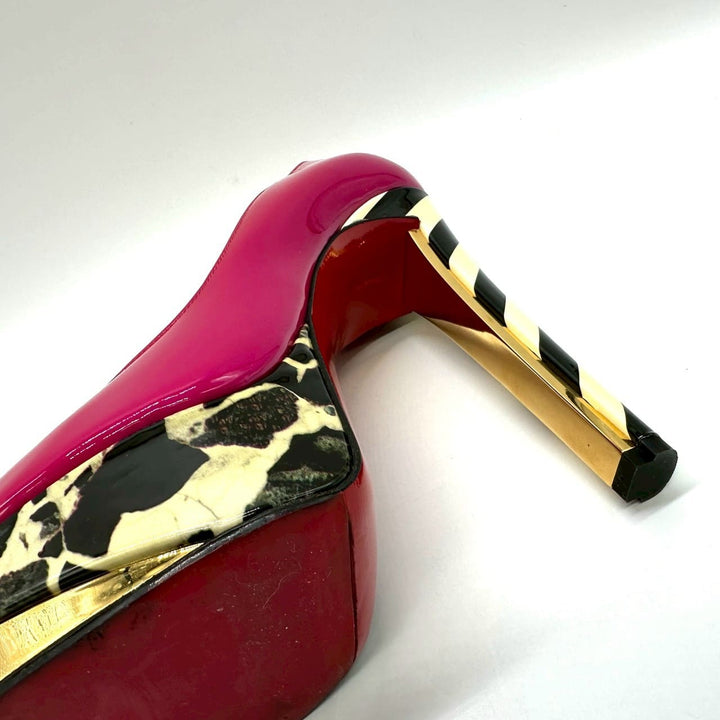 Christian Louboutin クリスチャン ルブタン ハイヒール 24.5 39 プラットフォーム オープントゥ エナメル ピンク