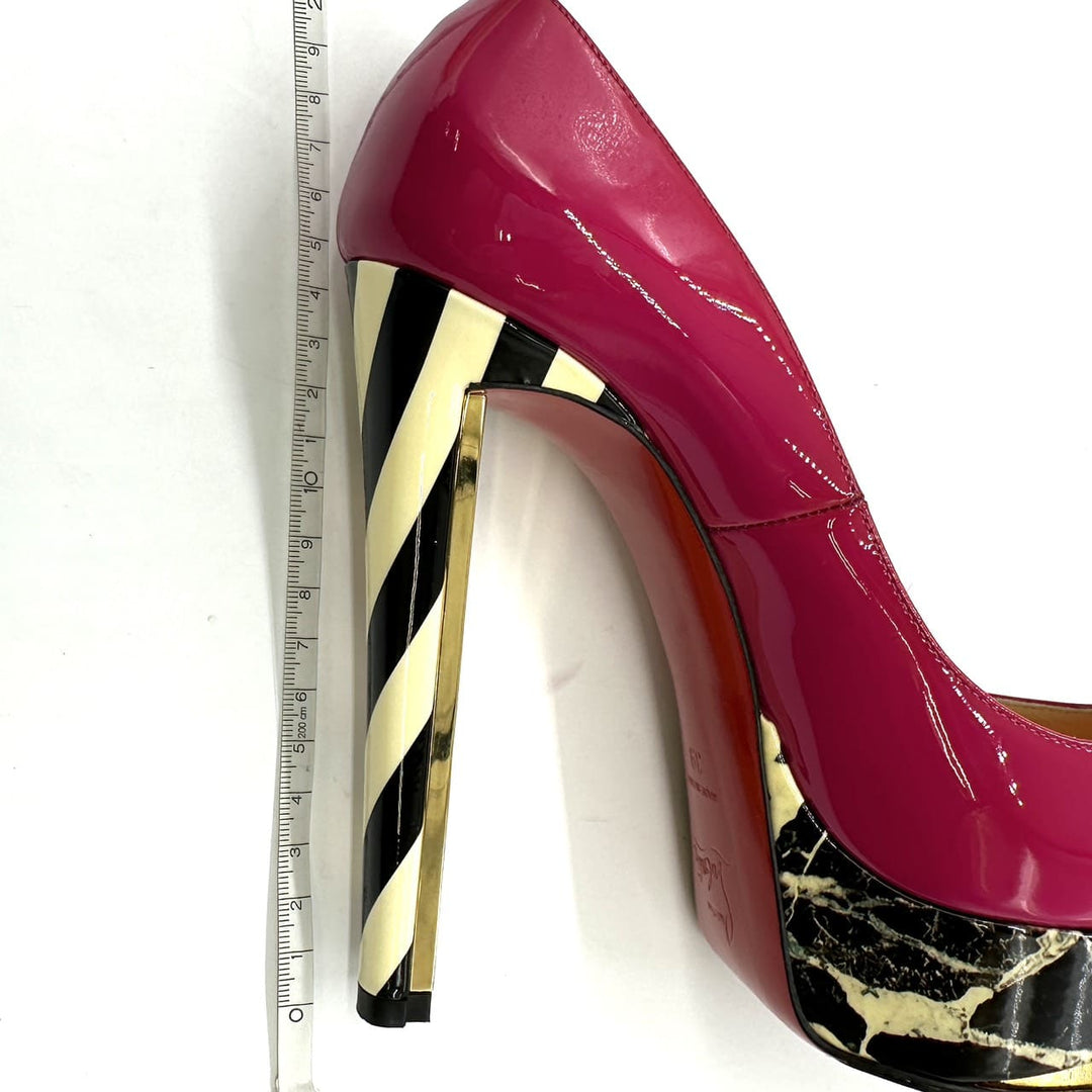 Christian Louboutin クリスチャン ルブタン ハイヒール 24.5 39 プラットフォーム オープントゥ エナメル ピンク