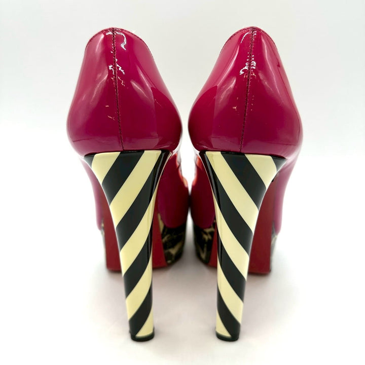 Christian Louboutin クリスチャン ルブタン ハイヒール 24.5 39 プラットフォーム オープントゥ エナメル ピンク