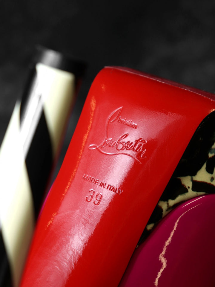Christian Louboutin クリスチャン ルブタン ハイヒール 24.5 39 プラットフォーム オープントゥ エナメル ピンク