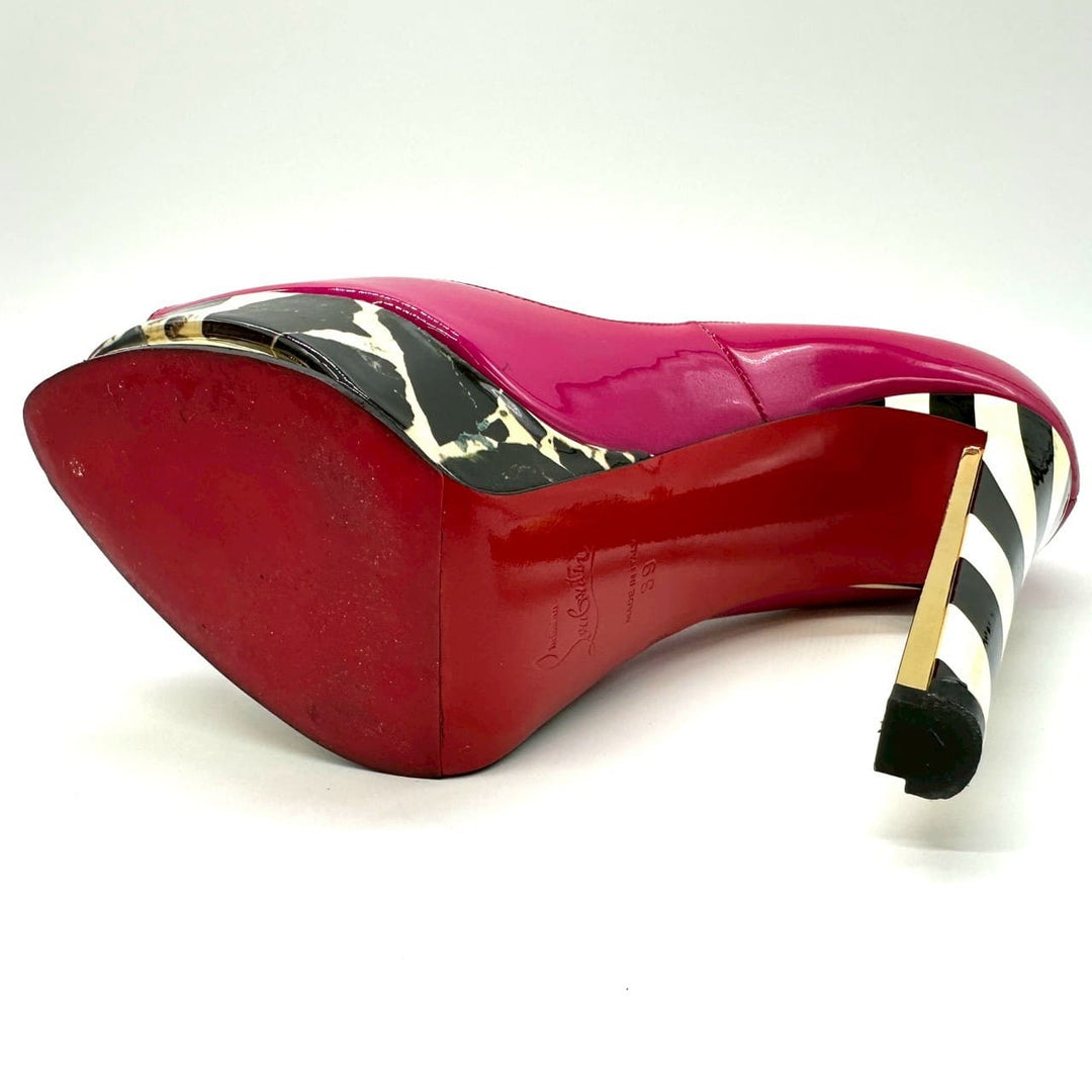 Christian Louboutin クリスチャン ルブタン ハイヒール 24.5 39 プラットフォーム オープントゥ エナメル ピンク