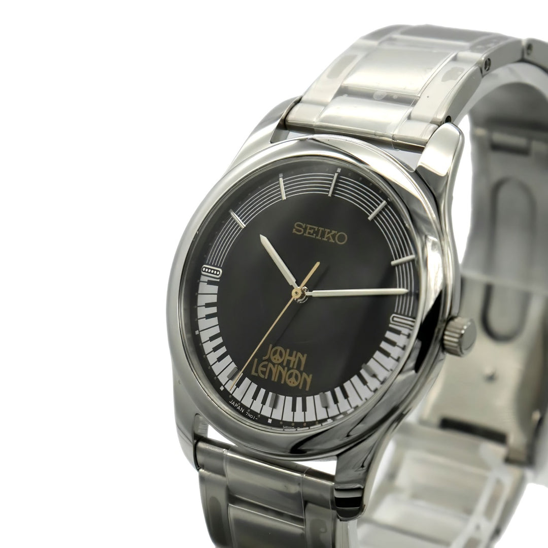 未使用 SEIKO セイコー ジョン レノン 生誕85周年記念 腕時計 クォーツ SS ブラック