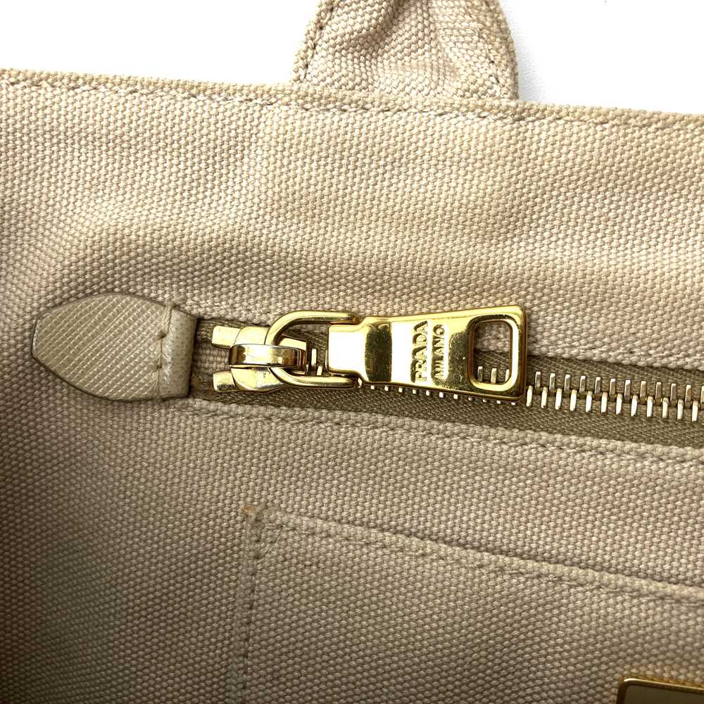 PRADA プラダ カナパビジュー トートバッグ ハンドバッグ スタッズ キャンバス ベージュ アイボリー