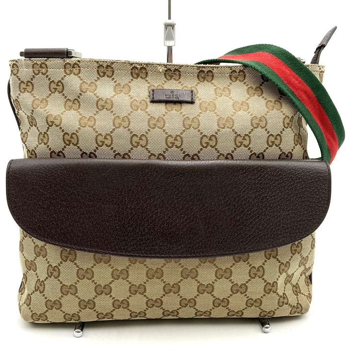 GUCCI グッチ 256100 斜め掛け ショルダーバッグ ブラウン 斜め掛け GGキャンバス シェリーライン