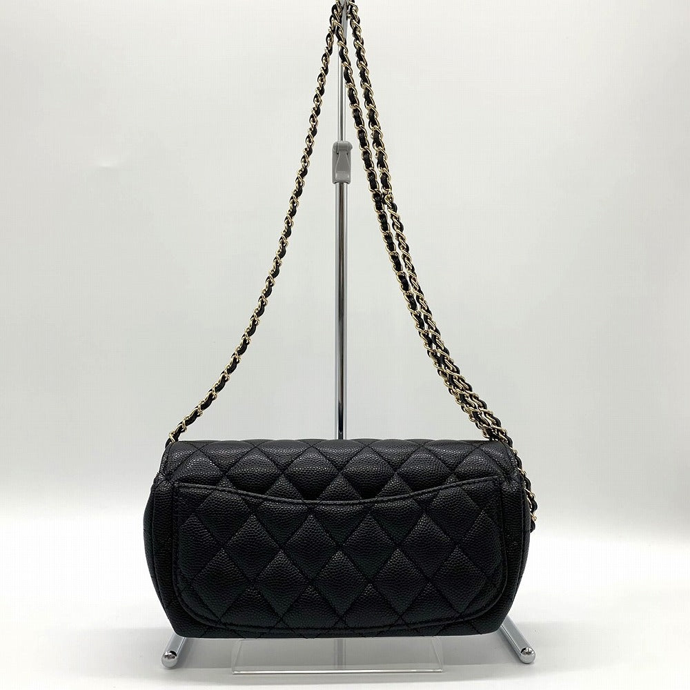 CHANEL シャネル アイウェアケース チェーンショルダーメガネサングラスケース キャビアスキンレザー ブラック 黒 ゴールド金具