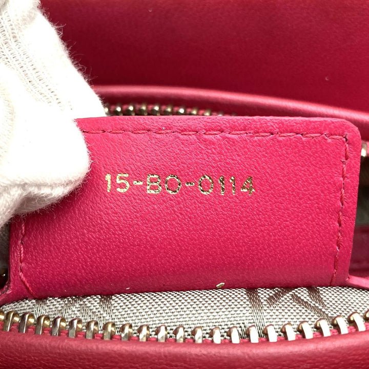 Dior ディオール レディディオール ミディアム 2way ショルダーバッグ ハンドバッグ レザー ピンク ゴールド金具