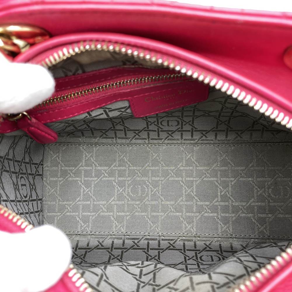 Dior ディオール レディディオール ミディアム 2way ショルダーバッグ ハンドバッグ レザー ピンク ゴールド金具