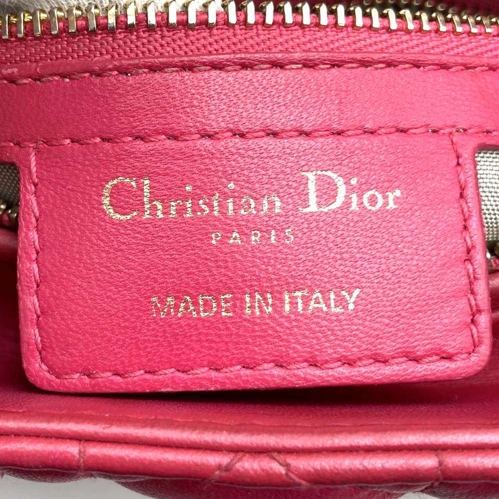 Dior ディオール レディディオール ミディアム 2way ショルダーバッグ ハンドバッグ レザー ピンク ゴールド金具