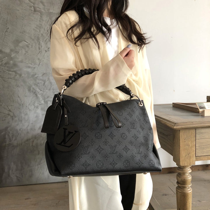 美品 LOUIS VUITTON ルイ・ヴィトン ボーヴル・ホーボー M56073 2way ショルダーバッグ ハンドバッグ モノグラム マヒナ ブラック