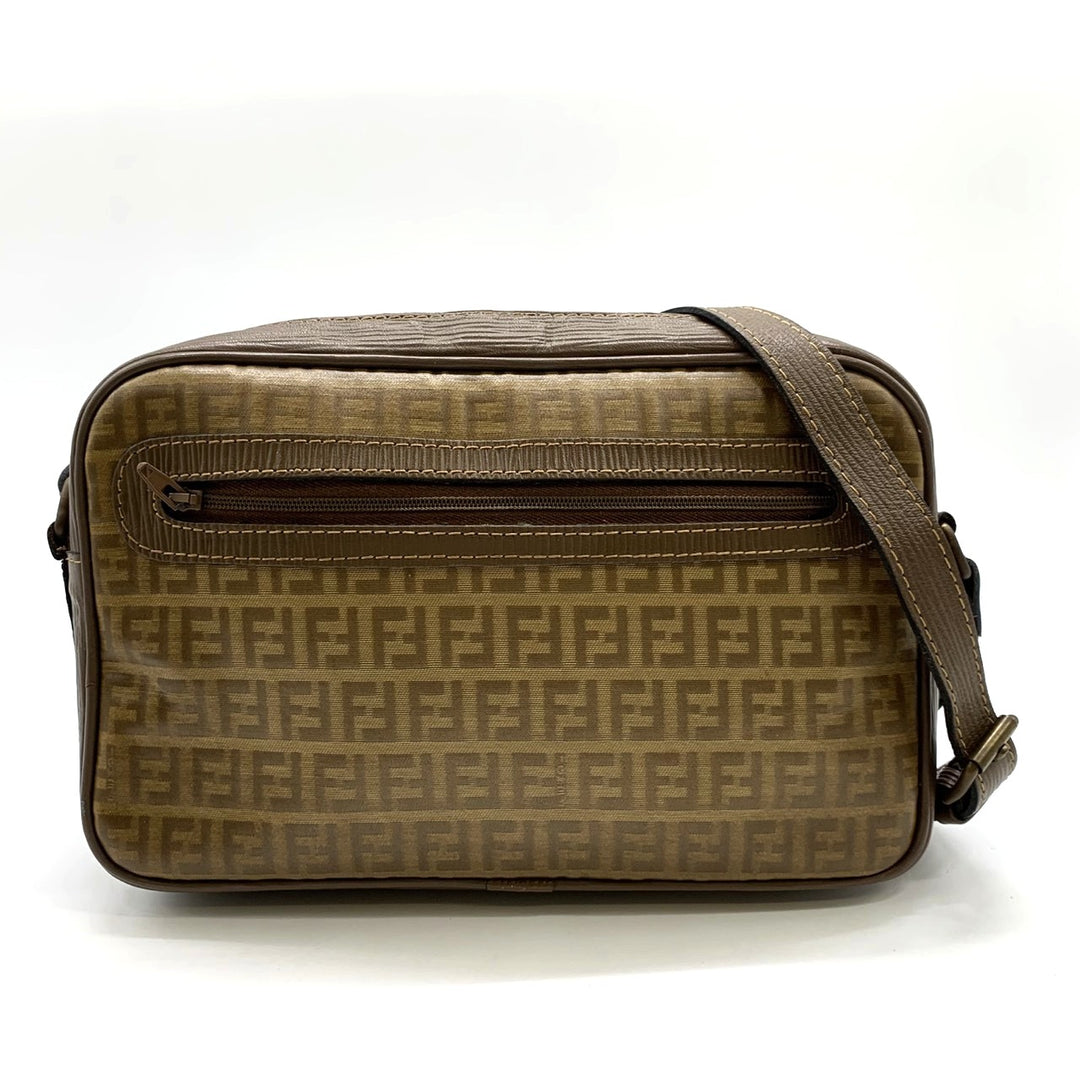 FENDI フェンディ ショルダーバッグ ズッキーノ 斜め掛け PVC/ビニール ヴィンテージ ブラウン レディース
