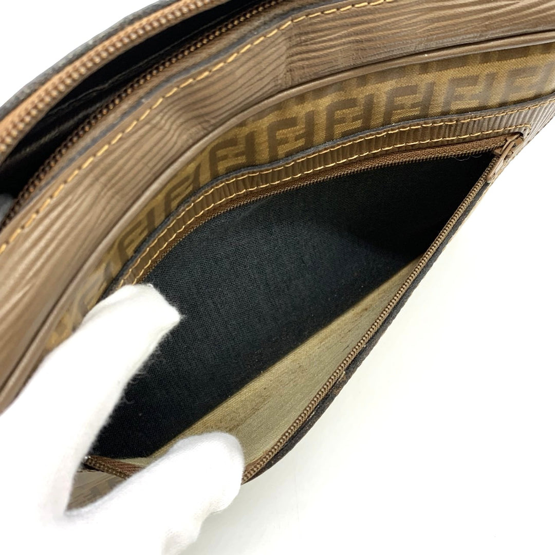 FENDI フェンディ ショルダーバッグ ズッキーノ 斜め掛け PVC/ビニール ヴィンテージ ブラウン レディース