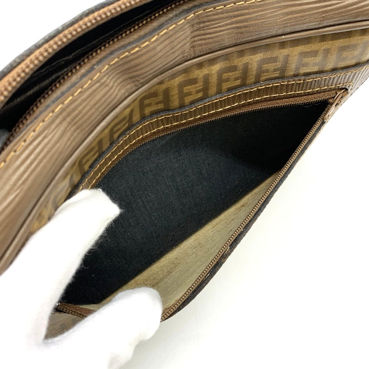 FENDI フェンディ ショルダーバッグ ズッキーノ 斜め掛け PVC/ビニール ヴィンテージ ブラウン レディース