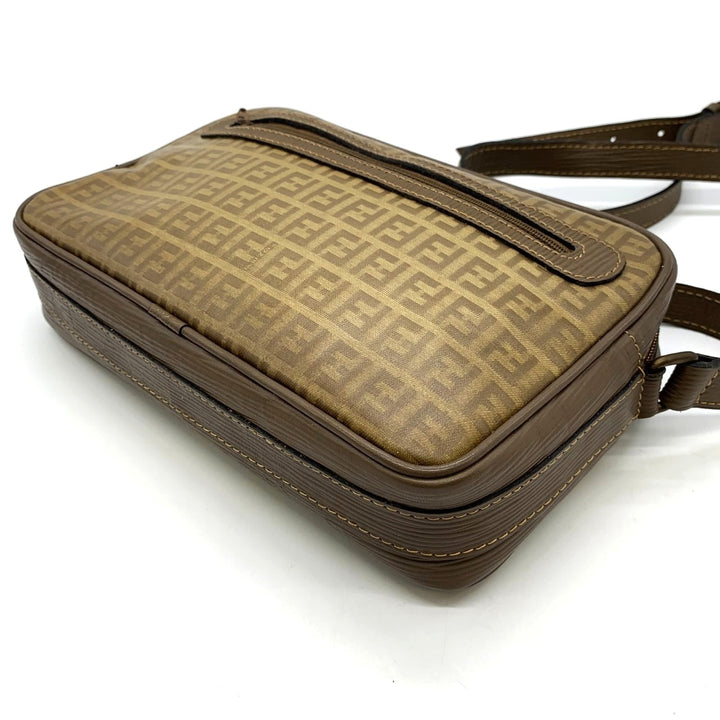 FENDI フェンディ ショルダーバッグ ズッキーノ 斜め掛け PVC/ビニール ヴィンテージ ブラウン レディース