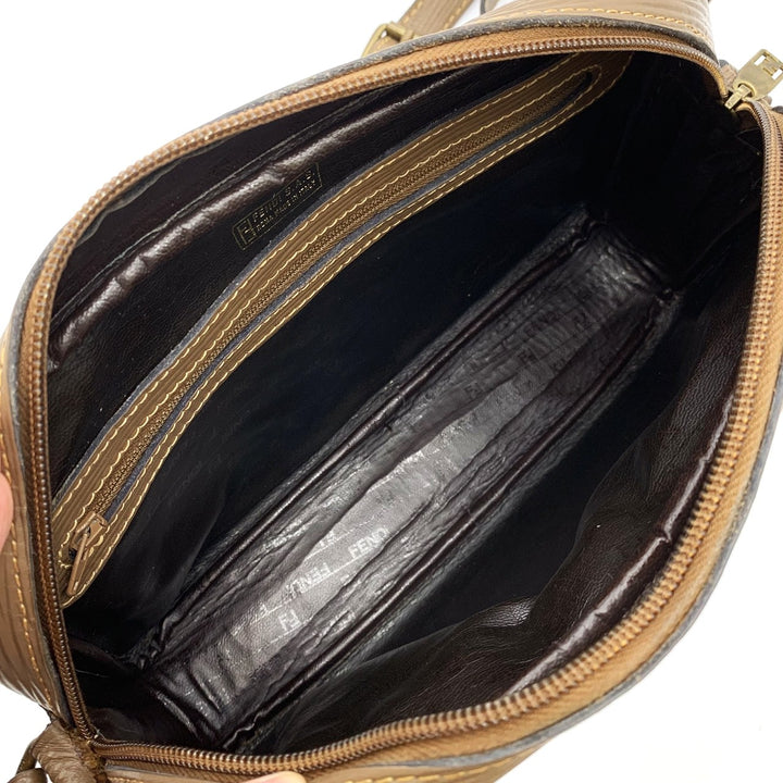 FENDI フェンディ ショルダーバッグ ズッキーノ 斜め掛け PVC/ビニール ヴィンテージ ブラウン レディース