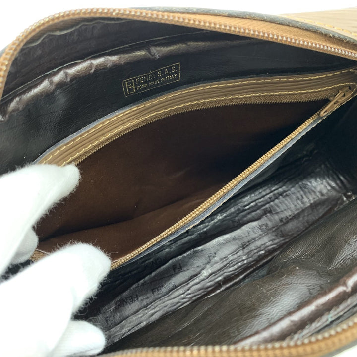 FENDI フェンディ ショルダーバッグ ズッキーノ 斜め掛け PVC/ビニール ヴィンテージ ブラウン レディース
