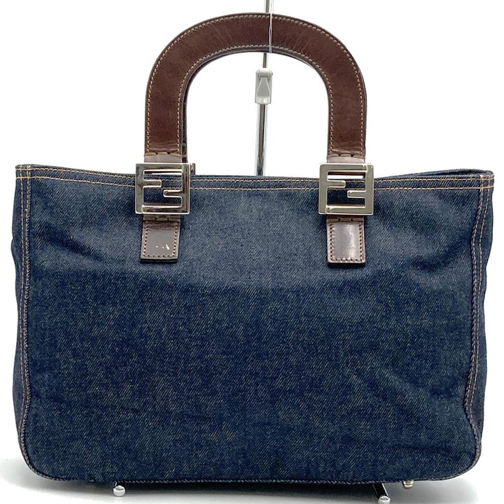 FENDI フェンディ ハンドバッグ トートバッグ デニム レザー ネイビー