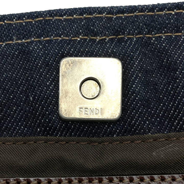 FENDI フェンディ ハンドバッグ トートバッグ デニム レザー ネイビー