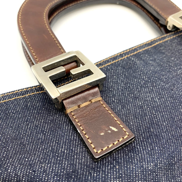 FENDI フェンディ ハンドバッグ トートバッグ デニム レザー ネイビー