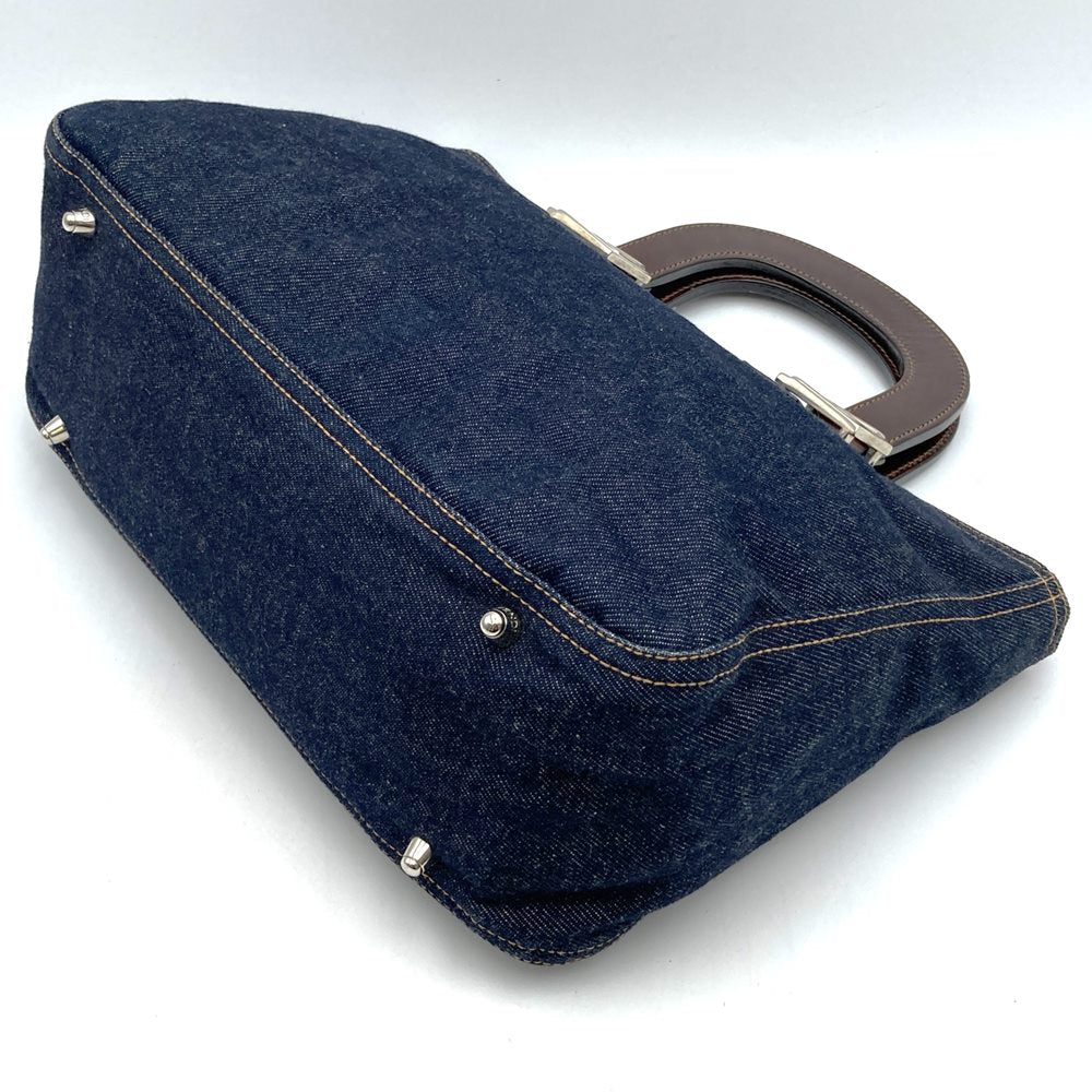 FENDI フェンディ ハンドバッグ トートバッグ デニム レザー ネイビー
