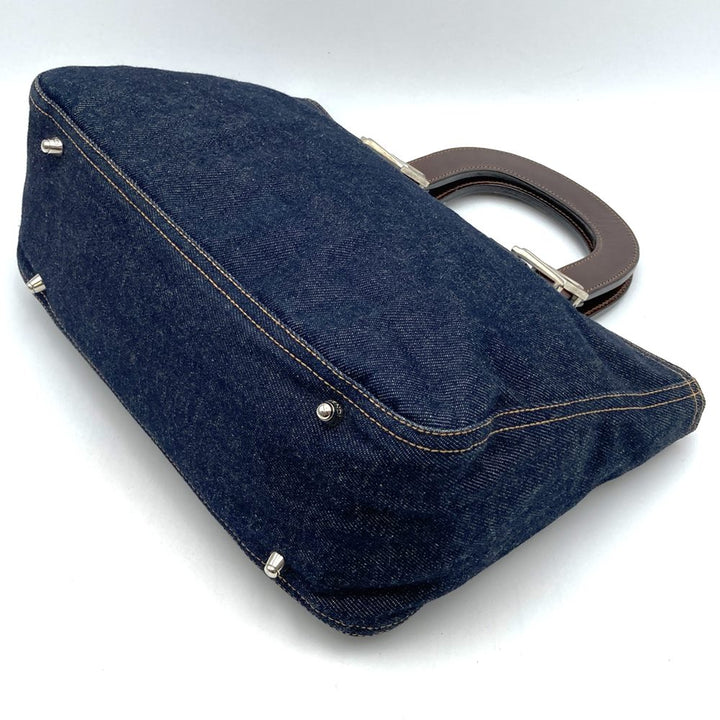 FENDI フェンディ ハンドバッグ トートバッグ デニム レザー ネイビー