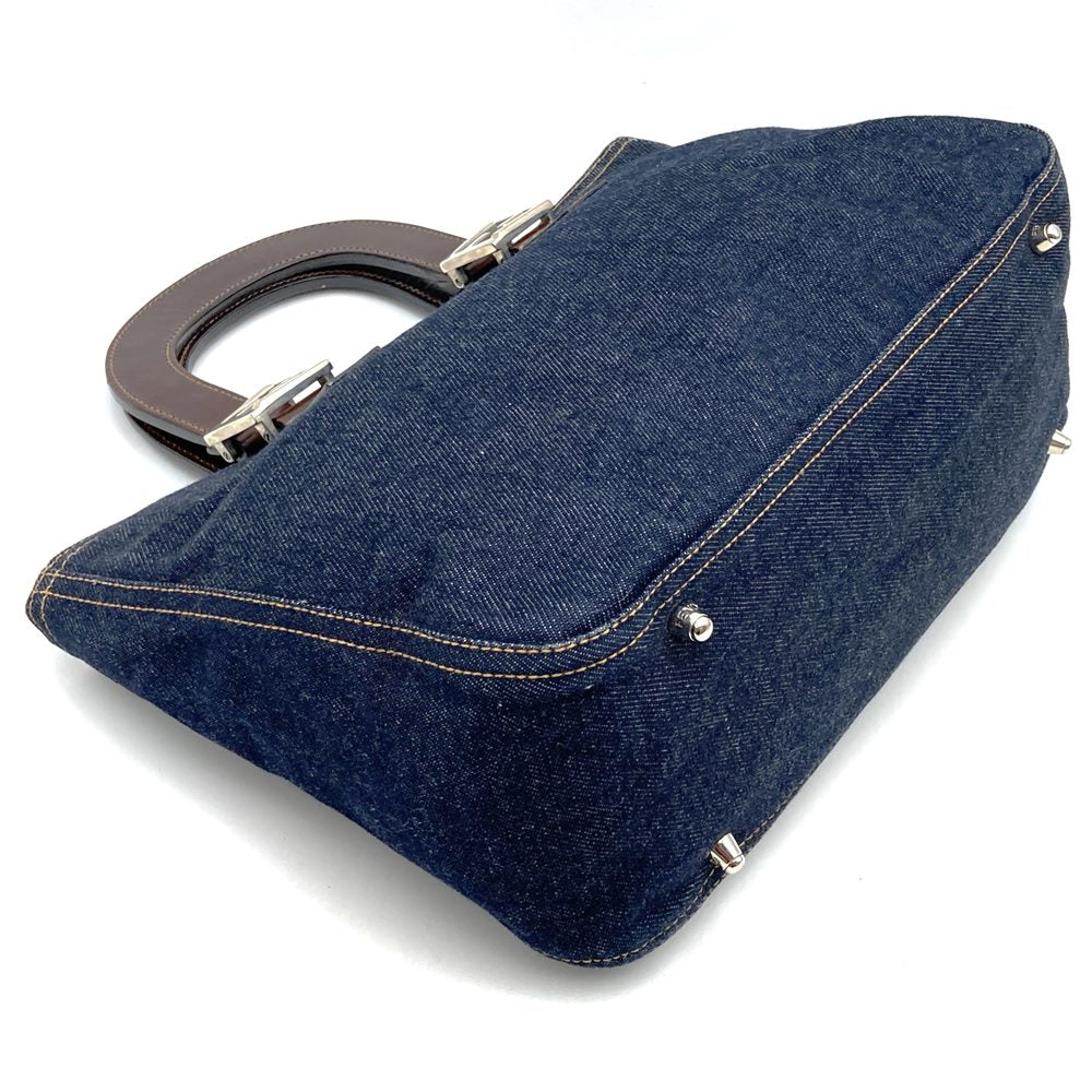 FENDI フェンディ ハンドバッグ トートバッグ デニム レザー ネイビー