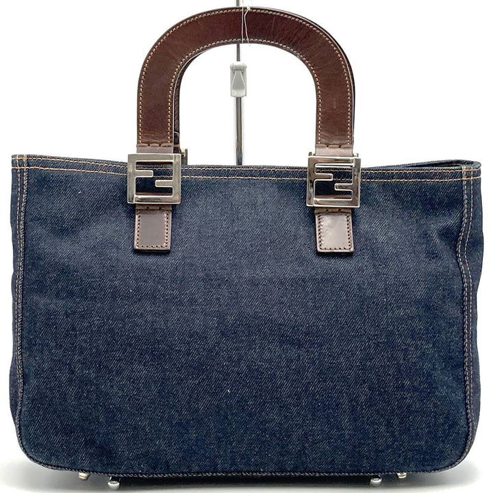 FENDI フェンディ ハンドバッグ トートバッグ デニム レザー ネイビー