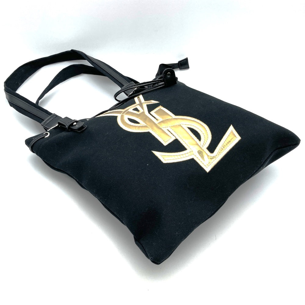 SAINT LAURENT サンローラン ハンドバッグ トートバッグ ロゴ キャンバス レザー ブラック ゴールド ノベルティ