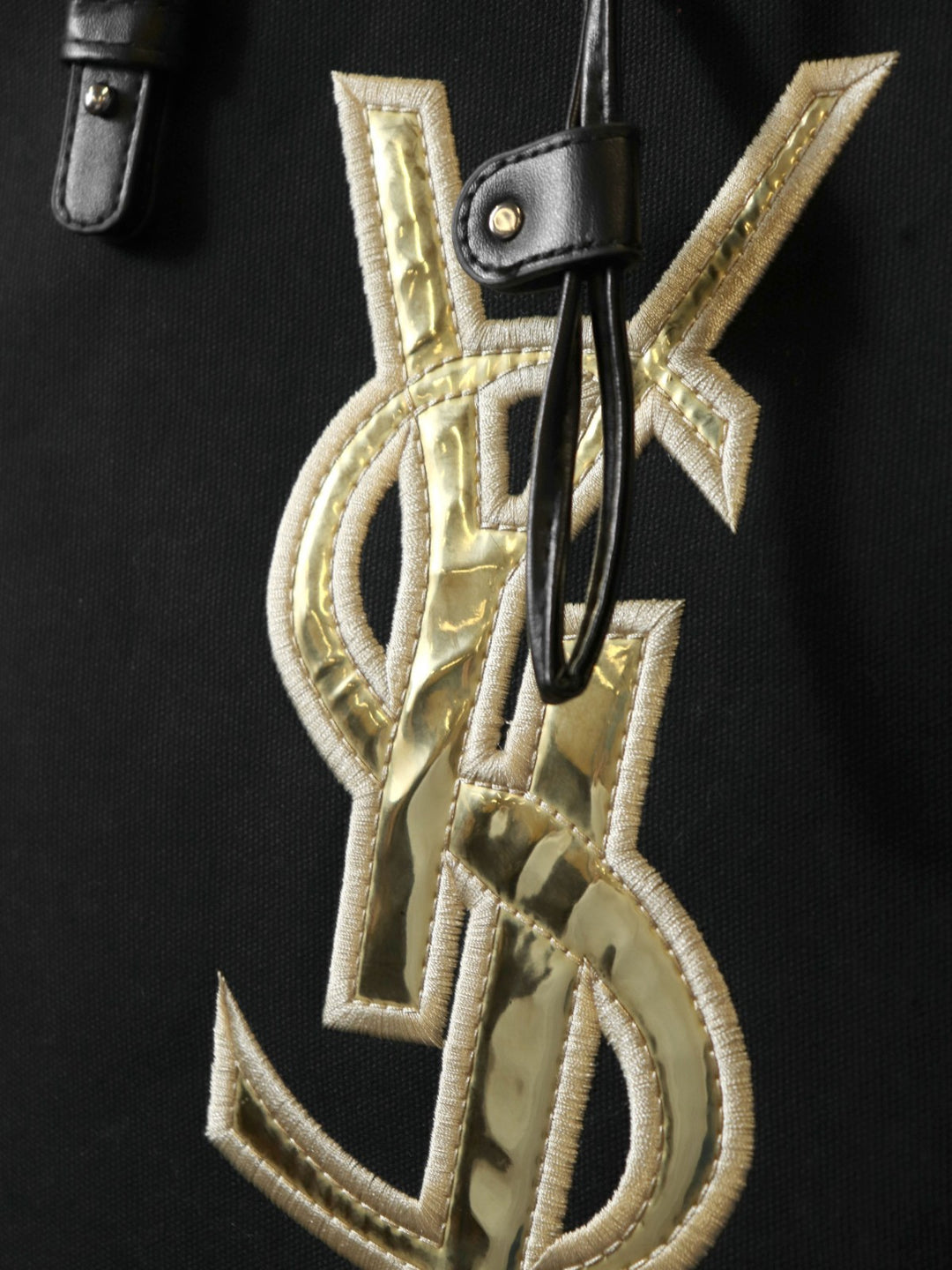SAINT LAURENT サンローラン ハンドバッグ トートバッグ ロゴ キャンバス レザー ブラック ゴールド ノベルティ