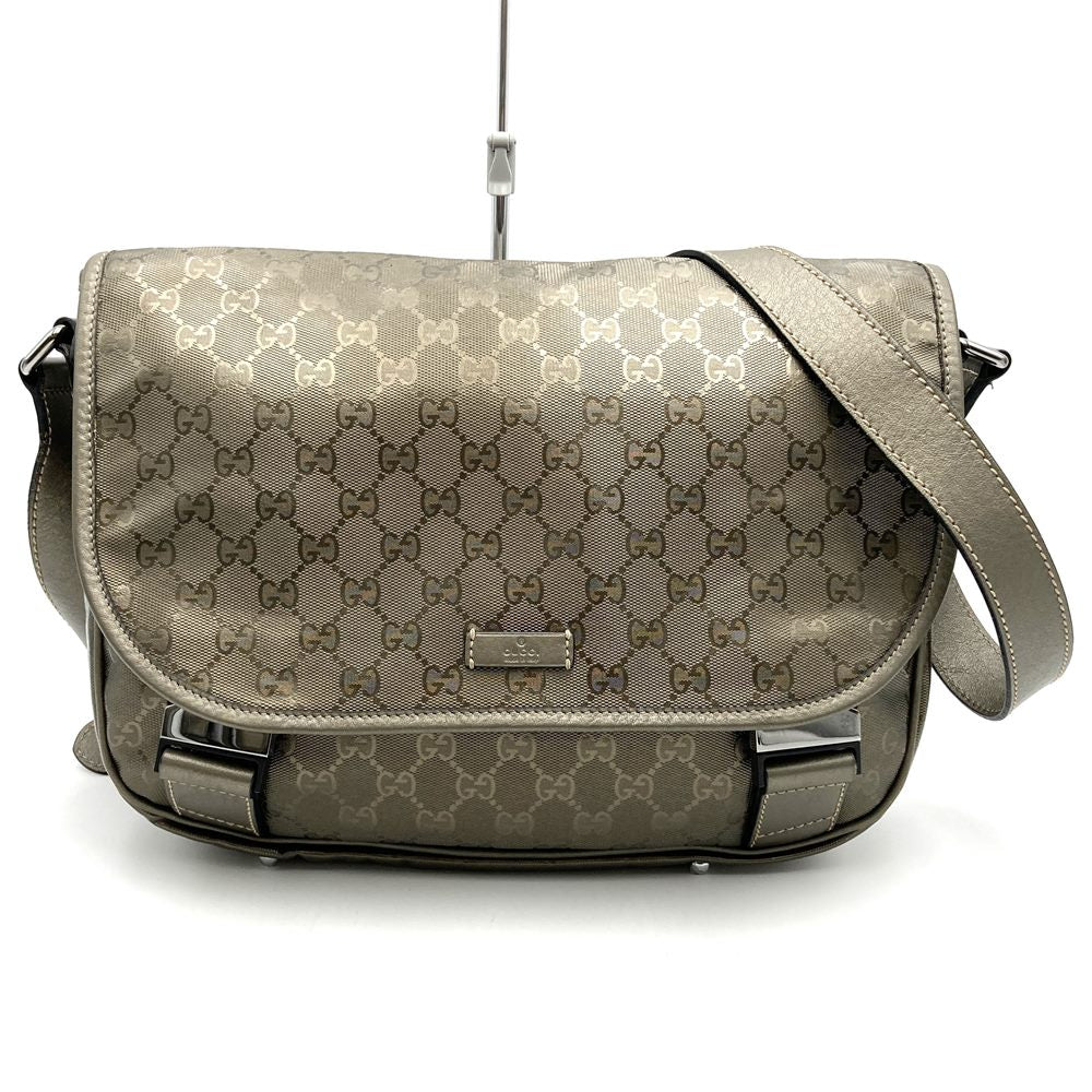 GUCCI グッチ 201732 ショルダーバッグ GGインプリメ 斜め掛け ブラウン メタリック PVC