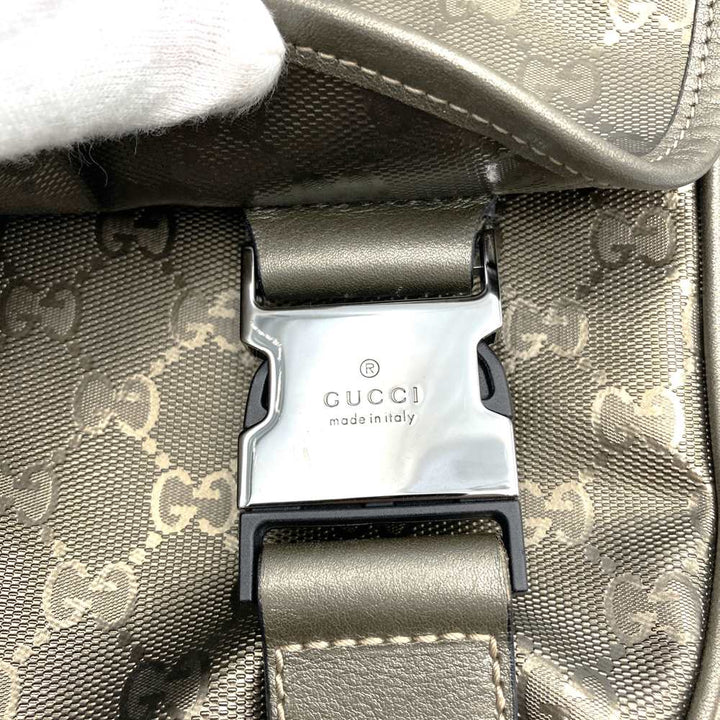 GUCCI グッチ 201732 ショルダーバッグ GGインプリメ 斜め掛け ブラウン メタリック PVC