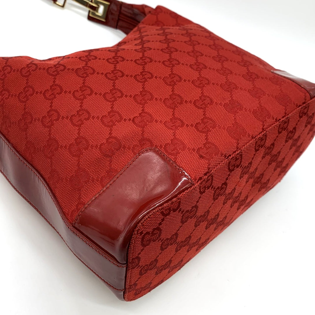 GUCCI グッチ 001 4204 ショルダーバッグ GGキャンバス レザー レッド