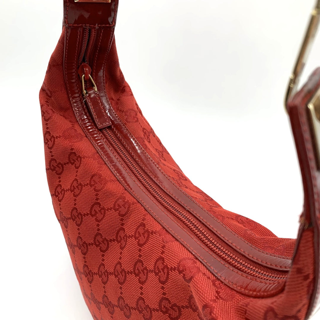 GUCCI グッチ 001 4204 ショルダーバッグ GGキャンバス レザー レッド