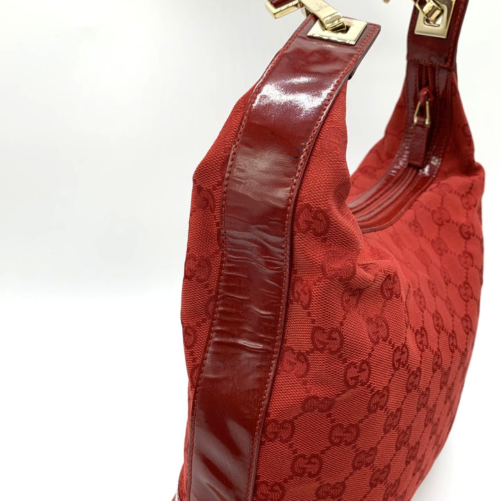 GUCCI グッチ 001 4204 ショルダーバッグ GGキャンバス レザー レッド