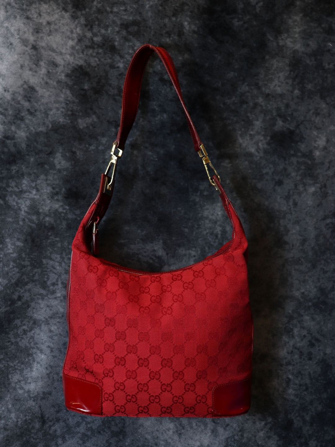 GUCCI グッチ 001 4204 ショルダーバッグ GGキャンバス レザー レッド