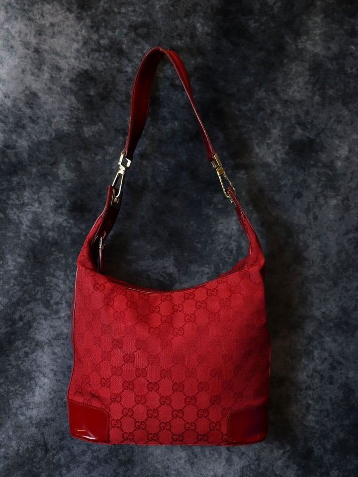 GUCCI グッチ 001 4204 ショルダーバッグ GGキャンバス レザー レッド
