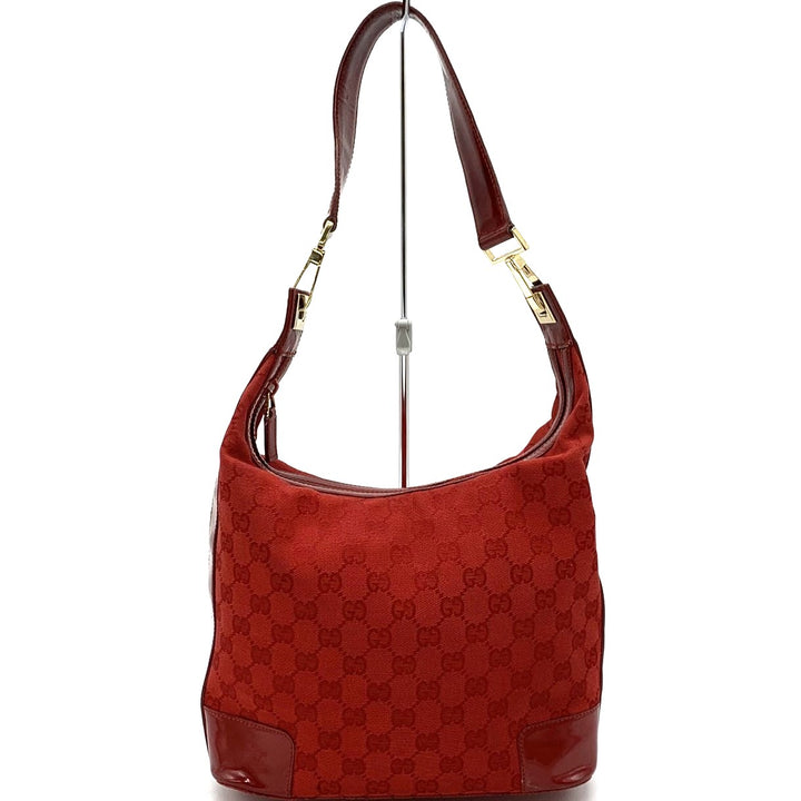 GUCCI グッチ 001 4204 ショルダーバッグ GGキャンバス レザー レッド