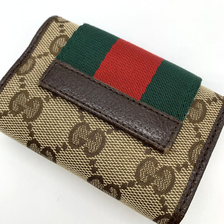 GUCCI グッチ 181673 キーケース ブラウン GGキャンバス/レザー シェリーライン