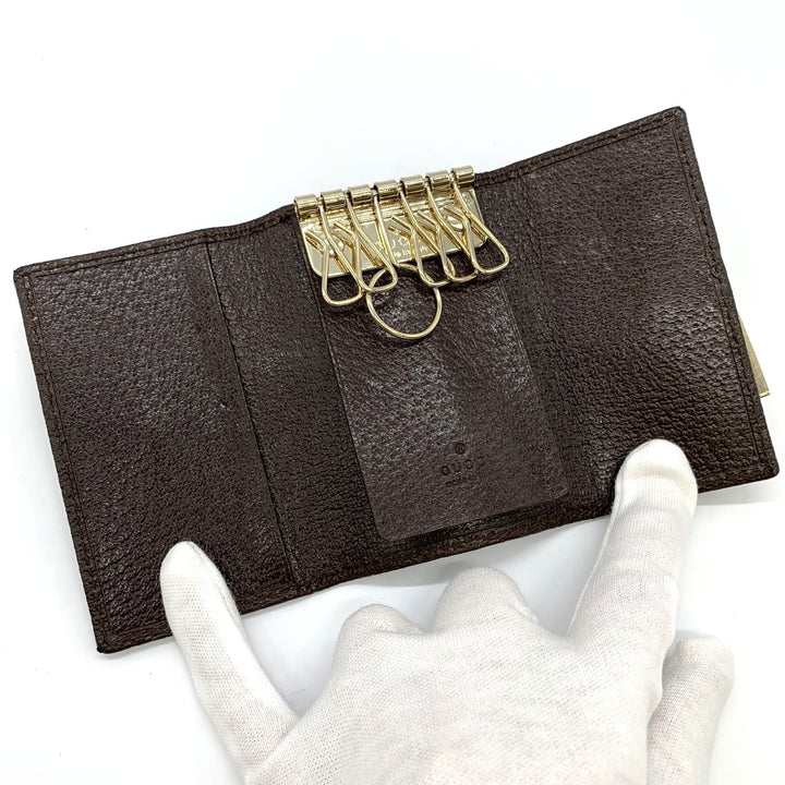 GUCCI グッチ 181673 キーケース ブラウン GGキャンバス/レザー シェリーライン