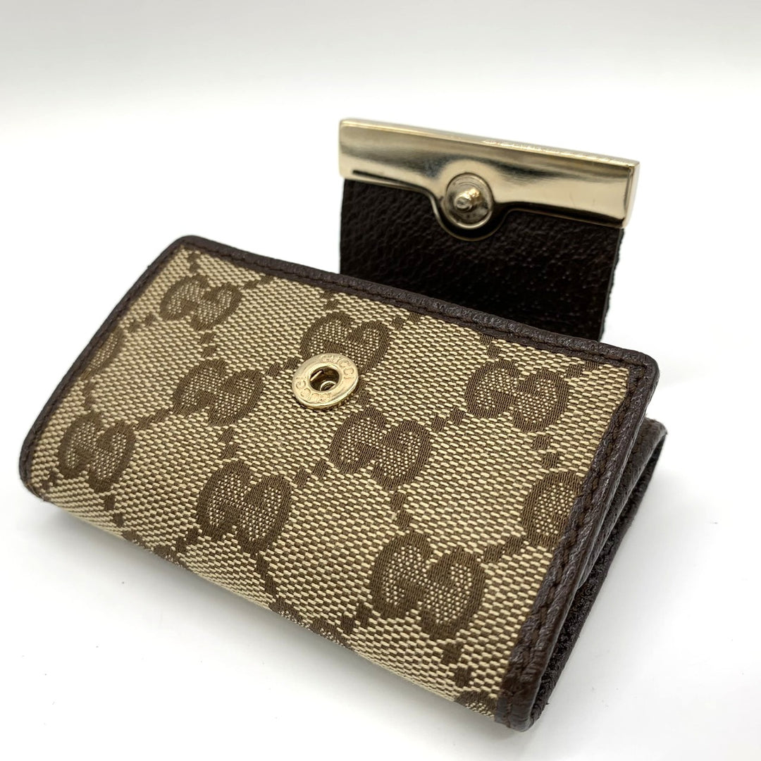 GUCCI グッチ 181673 キーケース ブラウン GGキャンバス/レザー シェリーライン