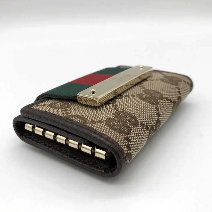 GUCCI グッチ 181673 キーケース ブラウン GGキャンバス/レザー シェリーライン