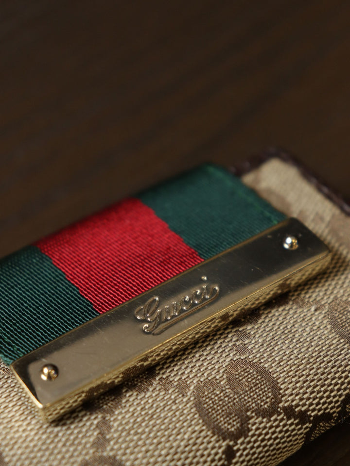 GUCCI グッチ 181673 キーケース ブラウン GGキャンバス/レザー シェリーライン