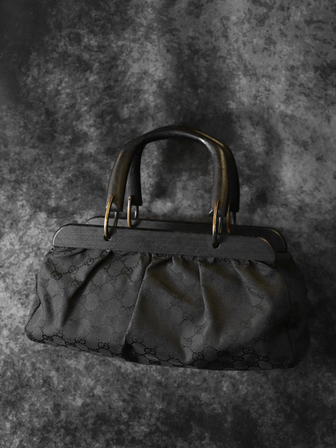 GUCCI グッチ 112683 GGキャンバス ハンドバッグ ウッド ブラック
