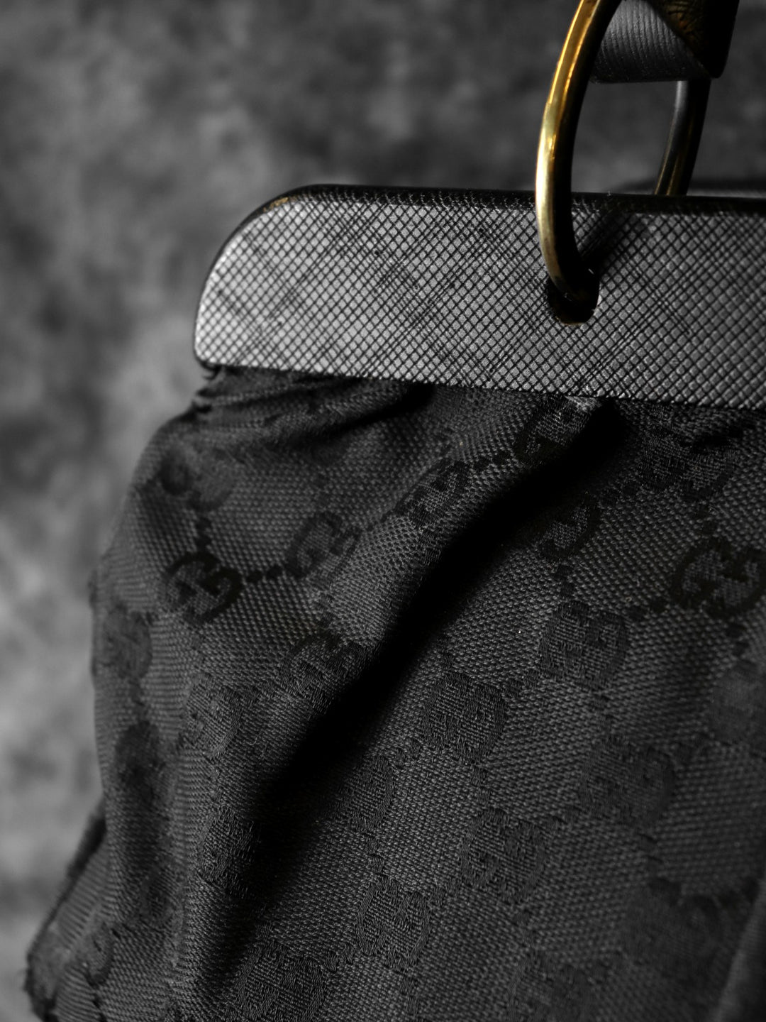 GUCCI グッチ 112683 GGキャンバス ハンドバッグ ウッド ブラック
