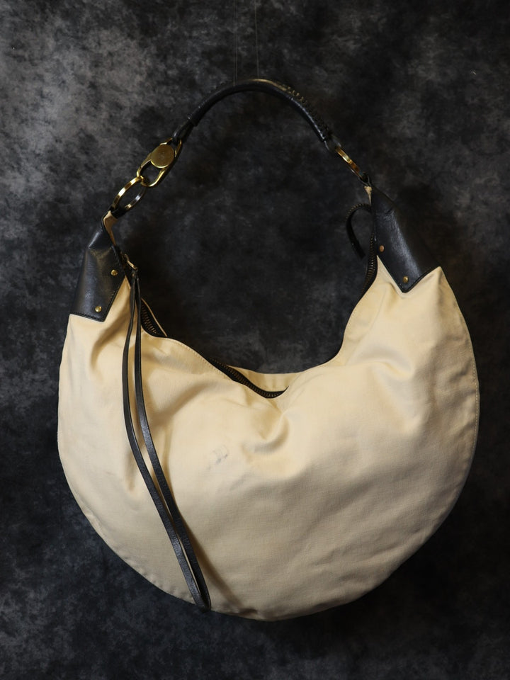 GUCCI グッチ 95332 ショルダーバッグ ハンドバッグ 大きめバッグ ベージュ ブラック キャンバス レザー