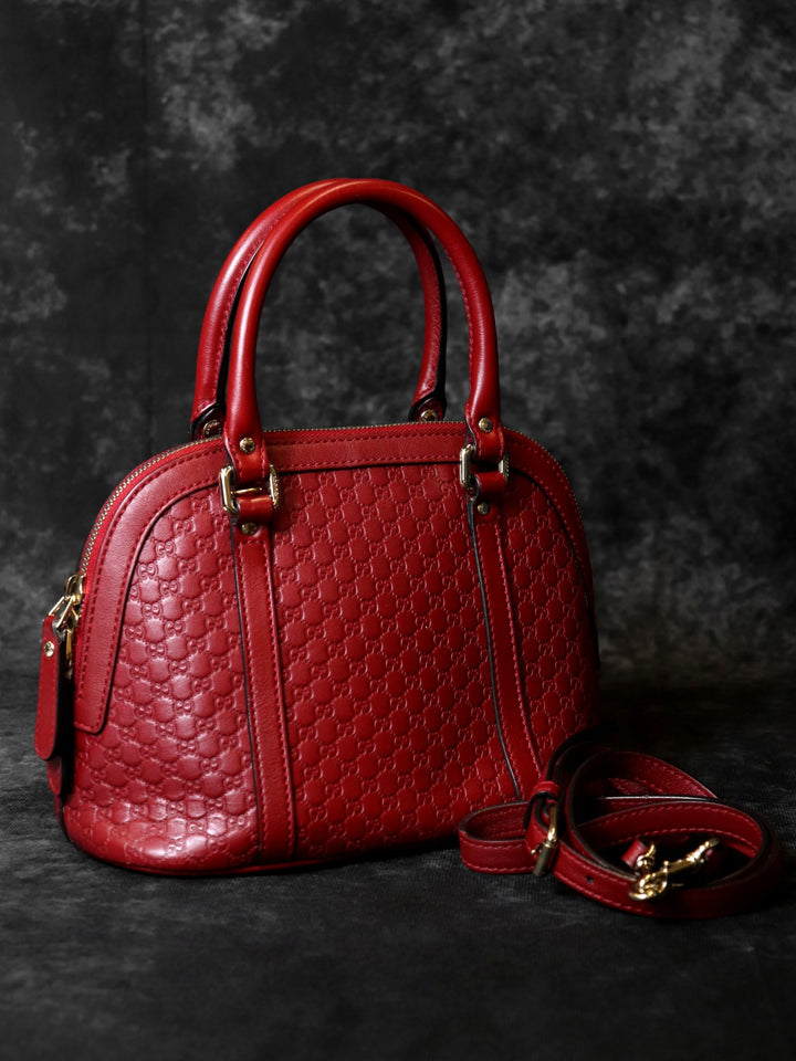 GUCCI グッチ 449654 ハンドバッグ ショルダーバッグ 2way グッチシマ レザー レッド