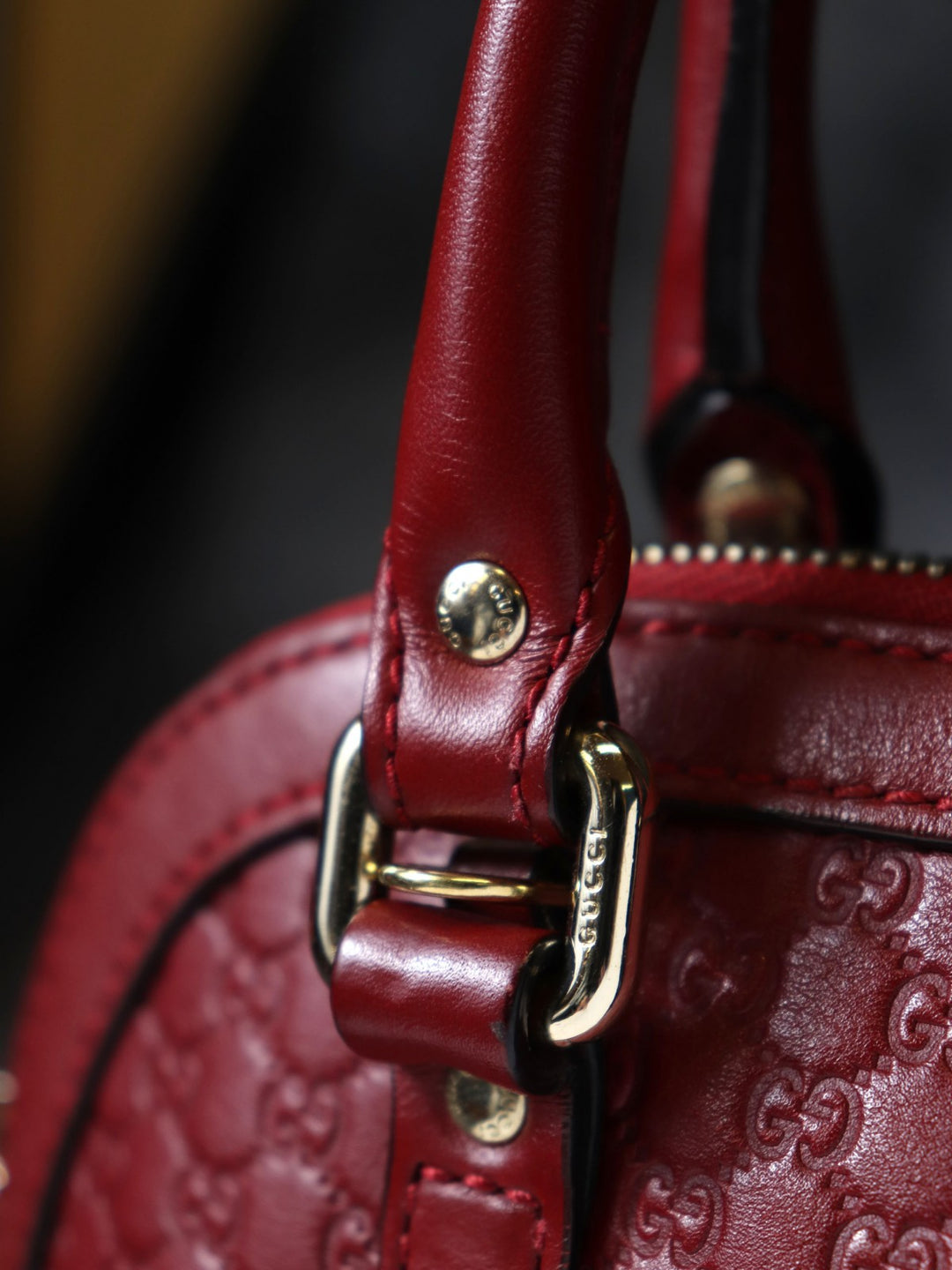 GUCCI グッチ 449654 ハンドバッグ ショルダーバッグ 2way グッチシマ レザー レッド